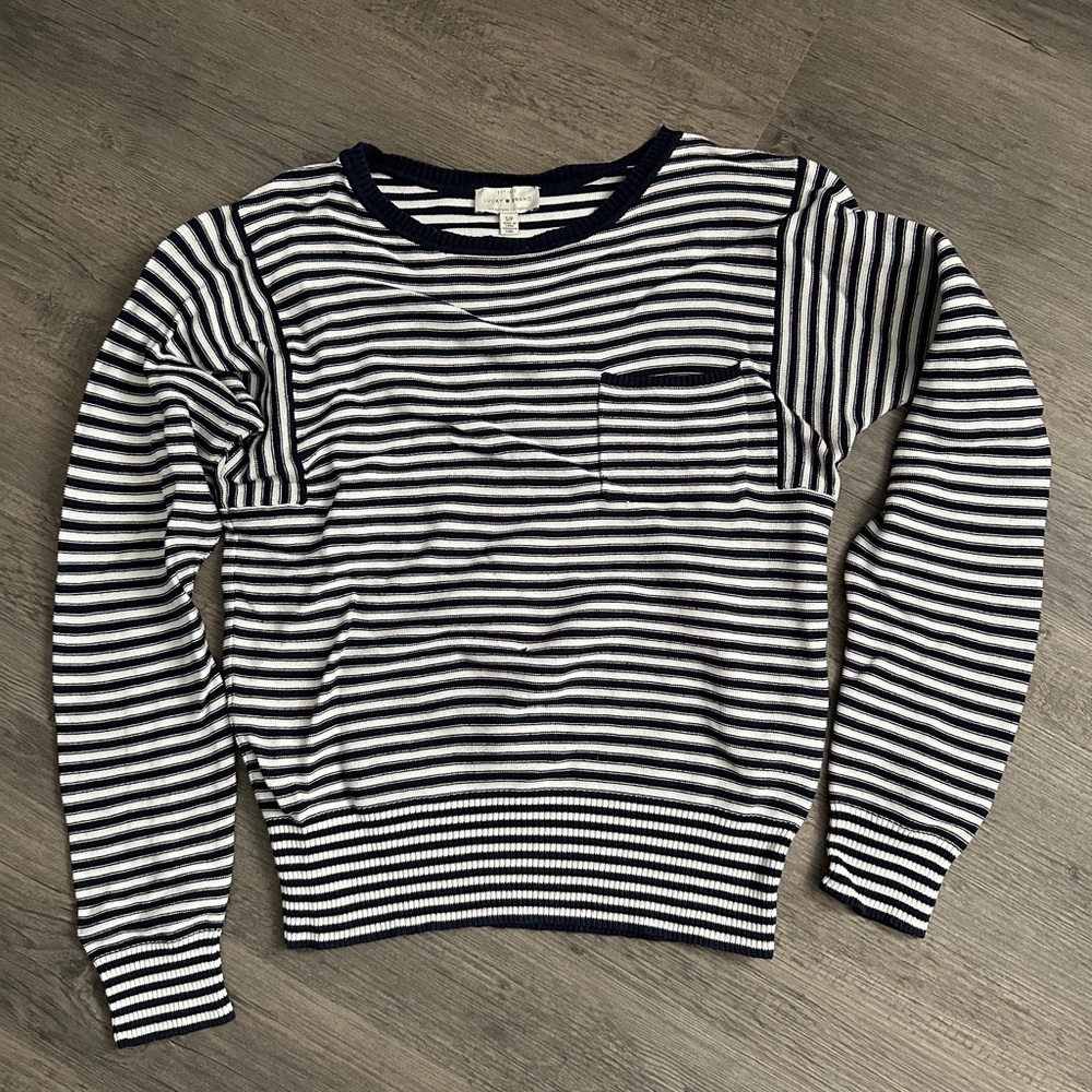 Lucky Brand French Stripe Pullover size Small Navy